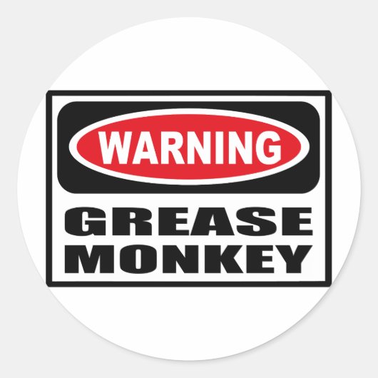 の警告GREASE MONKEYシール ラウンドシール (正面)
