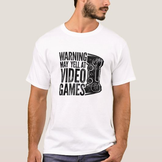 の警告May Yell At Video Gamesおたくゲーマー Tシャツ (正面)