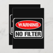 の警告No Filter皮肉なおもしろいプリン危険コーティ エンクロージャーカード (正面/裏面)