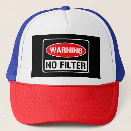 の警告No Filter皮肉なおもしろいプリン危険コーティ キャップ (正面)