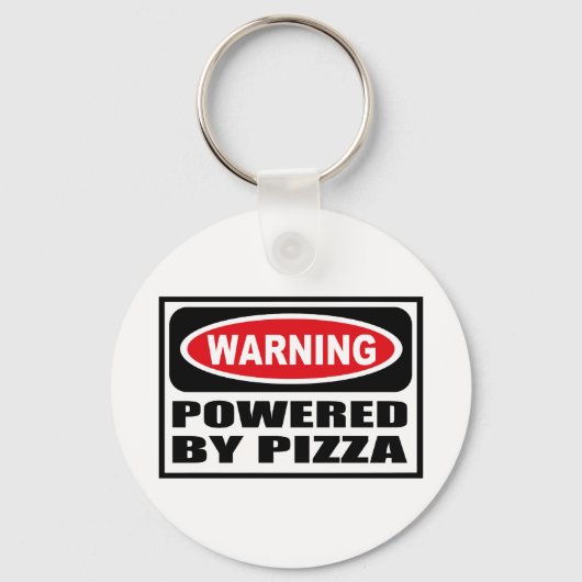の警告POWERED BY PIZZA Key Chain キーホルダー (正面)