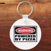 の警告POWERED BY PIZZA Key Chain キーホルダー (正面)
