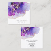 *~*の豪華で抽象的ではっきりしたなラベンダーの金ゴールドは青を金めっきしました スクエア名刺 (正面/裏面)