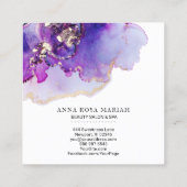 *~*の豪華で抽象的ではっきりしたなラベンダーの金ゴールドは青を金めっきしました スクエア名刺 (裏面)