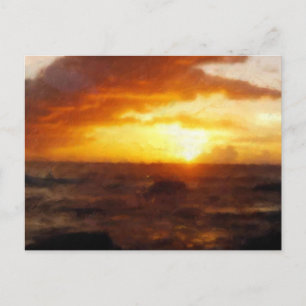 ~の豪華絵画な夕焼けが海にはがき ポストカード