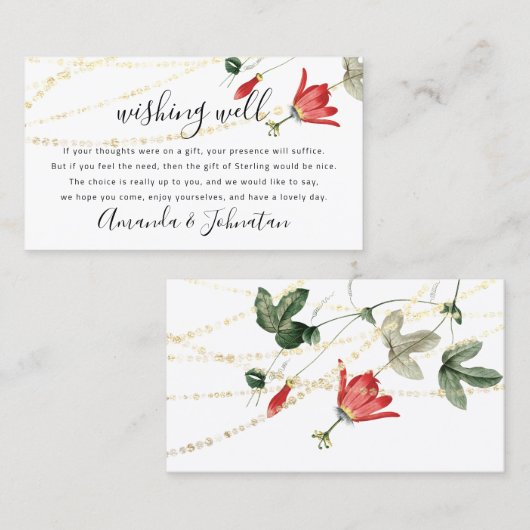 の贈り物のお金結婚を白く優れたお願い 名刺 (正面/裏面)