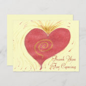 の赤いハートを来ることありがとう サンキューカード (正面/裏面)