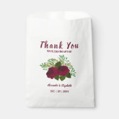 の赤い花来の結婚緑に感謝 フェイバーバッグ (正面)