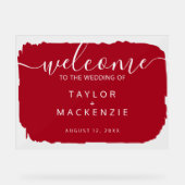 の赤に結婚よパーソナライズされたう アクリルサイン (正面)