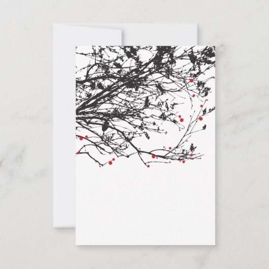 の赤ぶら下がった紙クレーンアジア結婚披露宴 招待状 (裏面)