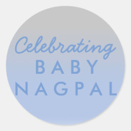 の赤祝ちゃんブルー銀シャワーグラデーションステッカー ラウンドシール