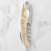 *~*の赤面のピンクの金ゴールドのグリッターのヴィンテージ ソムリエナイフ (裏面)