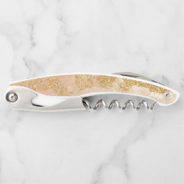 *~*の赤面のピンクの金ゴールドのグリッターのヴィンテージ ソムリエナイフ