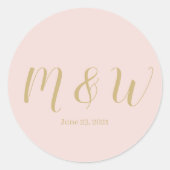 の赤面結婚ピンクのスクリプトのモノグラムのシックな好意 ラウンドシール (正面)