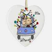 の車結婚の1番目のクリスマス日付ハートオーナメント セラミックオーナメント (右)