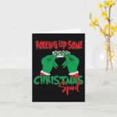 の転がクリスマス精神 – おもしろい休日 カード (黄色い花)