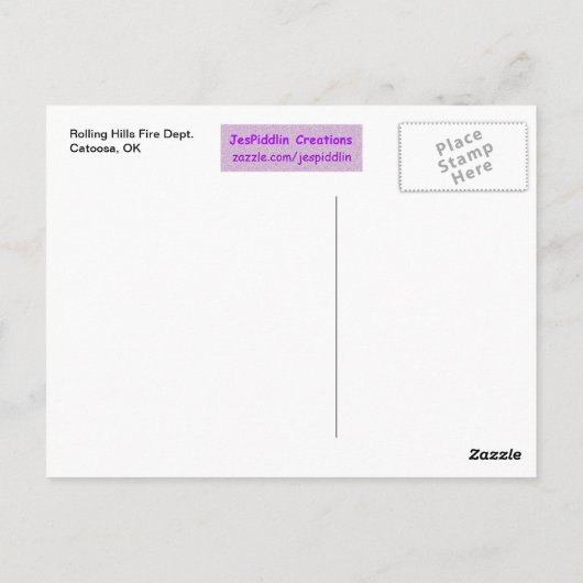 の転がヒルズ消防署 – Catoosa, OK ポストカード (裏面)