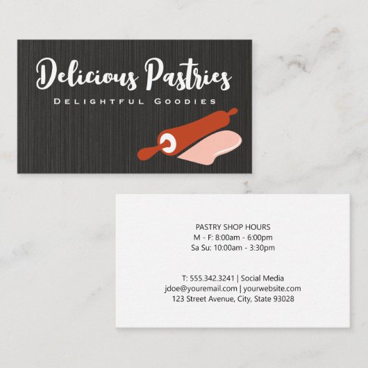 の転がピンと生地 |料理 名刺 (正面/裏面)