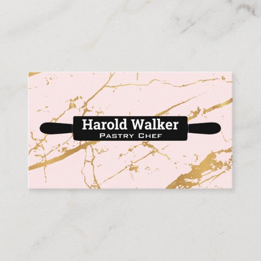 の転がピン |金ゴールドピンク大理石の背景 名刺 (正面)