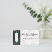 の転がピン |金ゴールド白大理石 |黒い大理石 名刺 (スタンド正面)