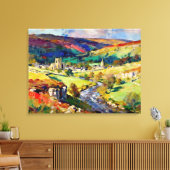 の転が丘、静かな壁 – ヨークシャーの風景 キャンバスプリント (インサイチュ (リビング))