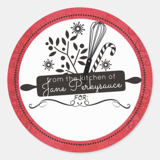 の転が台所からクリスマスをささやく ラウンドシール (正面)