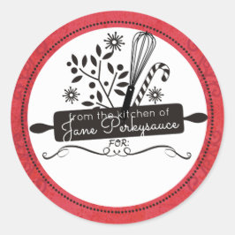 の転が台所からクリスマスをささやく ラウンドシール