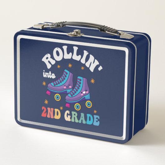 の転が第2グレードへの新学期ローラスケート メタルランチボックス (正面)