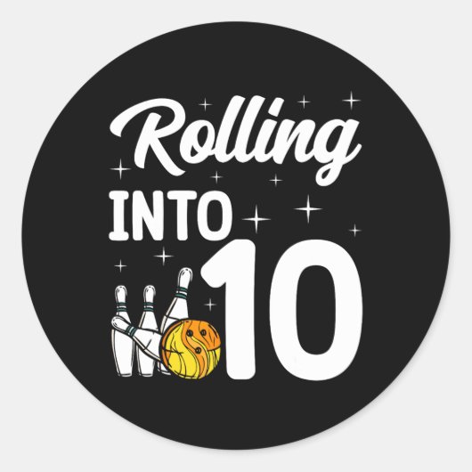 の転が10へのボーリング10誕生日 ラウンドシール (正面)