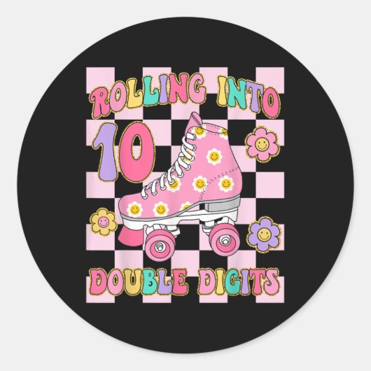 の転が10倍の数字10番目の誕生日ローラー ラウンドシール (正面)