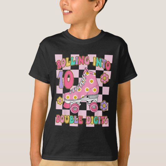 の転が10倍の数字10番目の誕生日ローラー Tシャツ (正面)