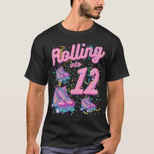の転が12誕生日ローラースケート12年 Tシャツ (正面)