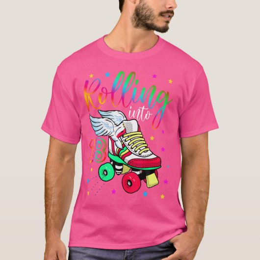 の転が18 18クール番目の誕生日ローラスケートで滑る Tシャツ (正面)