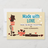 の転がpinハートベーキングクックブックレシピカード 招待状 (正面)