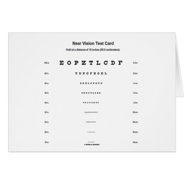 の近く視野テストカード(視力の検査) (正面横)