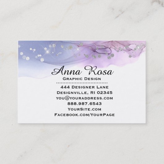 *~*の近代美術の抽象芸術の水彩画の銀のグリッター 名刺 (裏面)