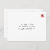 の返信結婚メニューはがきピンクプルメリアフローラ インビテーションポストカード (正面/裏面)