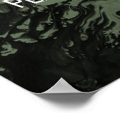 の追加カスタム引用文ブラック&オリーブグリーン大理石 ポスター (角)