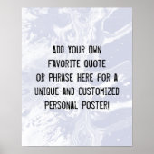 の追加カスタム引用文ホワイトマーブルダスティブルー ポスター (正面)
