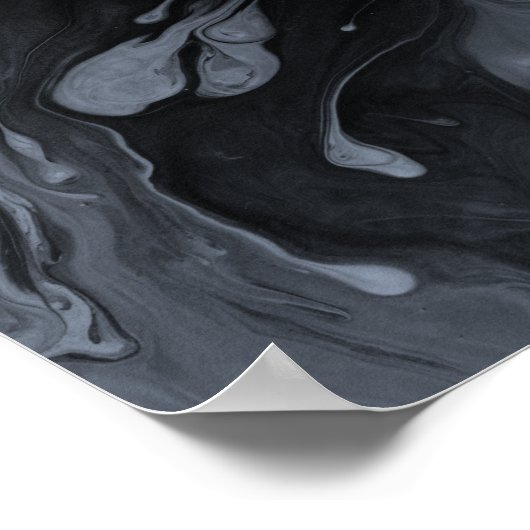 の追加カスタム引用文黒大理石、ほこりっぽい青 ポスター (角)