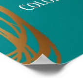 の追加カスタム文字の落書き金ゴールド楕円ティール(緑がかった色) ポスター (角)