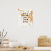 の追加カスタム文字ホワイト&オレンジのクリーム大理石 ポスター (キッチン)