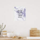 の追加カスタム文字ホワイト&ダスティパープル大理石 ポスター (キッチン)