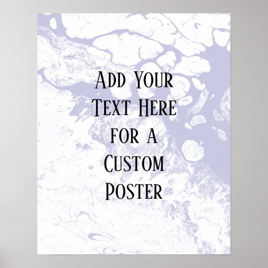 の追加カスタム文字ホワイト&ラベンダー大理石 ポスター (正面)
