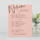 の週末の結婚旅程ピーチブラックウェルカムカード 招待状 (スタンド正面)