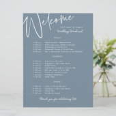 の週末の結婚旅程ブルーウェルカムカード 招待状 (スタンド正面)