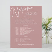の週末の結婚旅程プランMauveウェルカムカード 招待状 (スタンド正面)