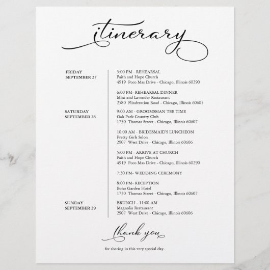 の週末結婚のウェルカムコースのスクリプエレガントト (裏面)