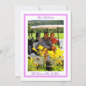 の週末結婚活動ゴルフパープルラベンダー 招待状 (裏面)