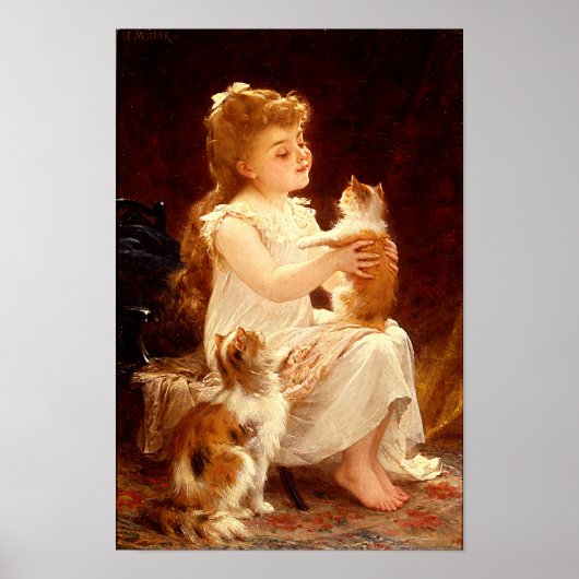 の遊と子猫 – プリント (正面)